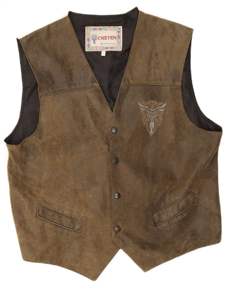 Vintage herre grafisk vest, stor kaki