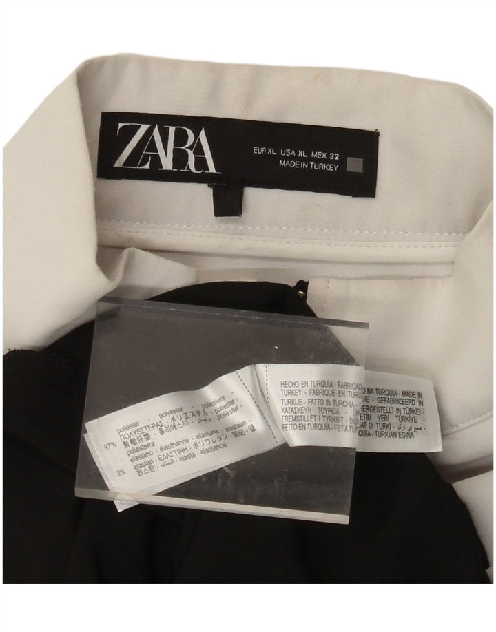ZARA Womens Tracksuit Top Jacket UK 18 XL White Colourblock Polyester