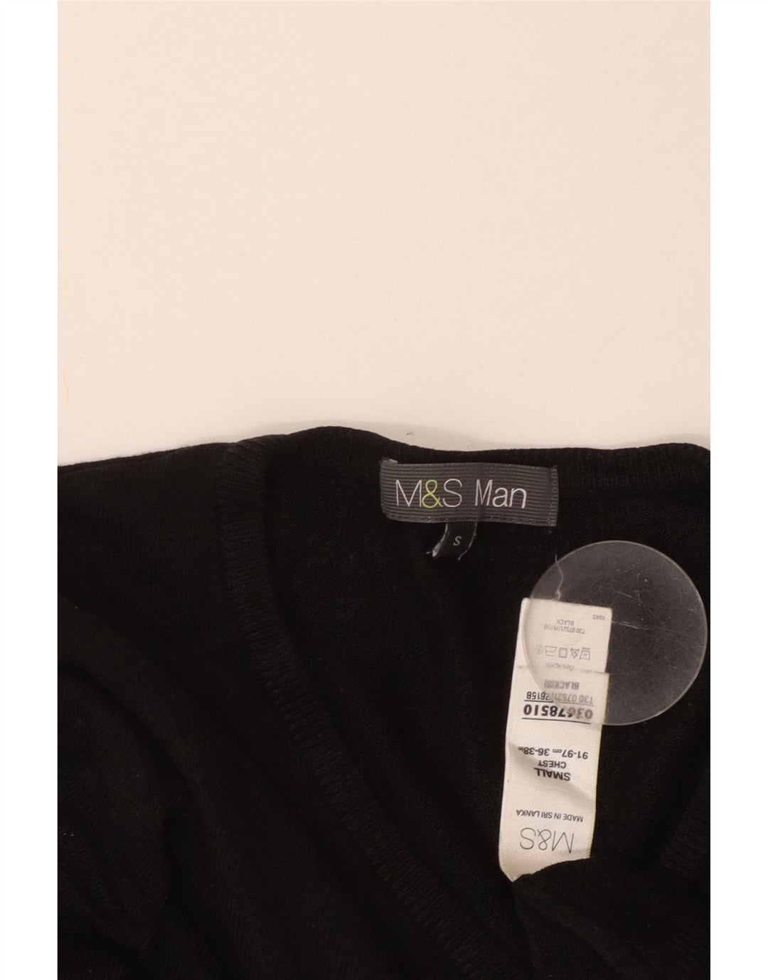 MARKS & SPENCER Herre V-hals sweater lille sort akryl