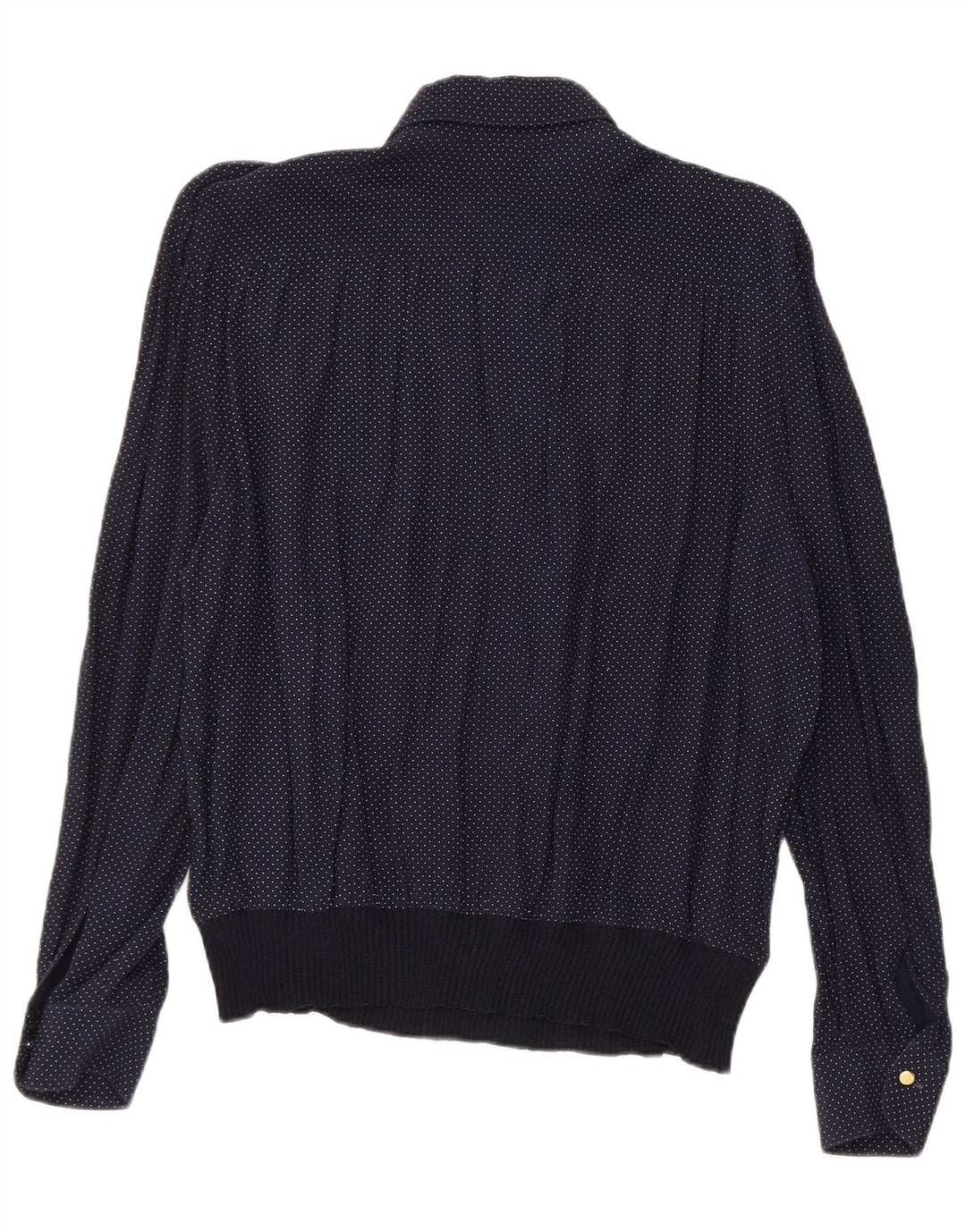 VINTAGE skjortebluse til kvinder UK 16 Stor marineblå plettet viskose