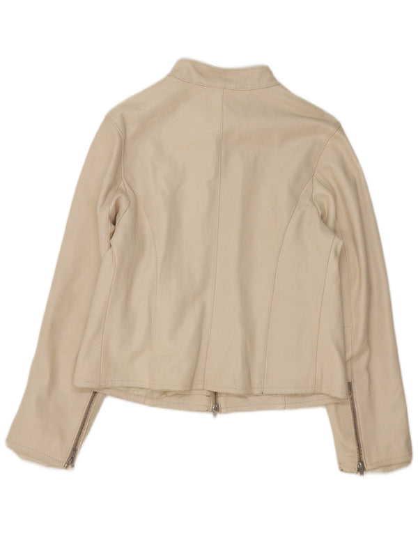 Vintage læderjakke til kvinder UK 14 Medium Beige
