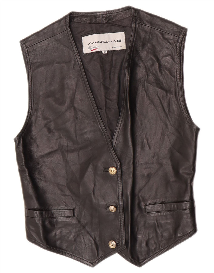 Maxime Dame Crop Lædervest IT 44 Medium Sort