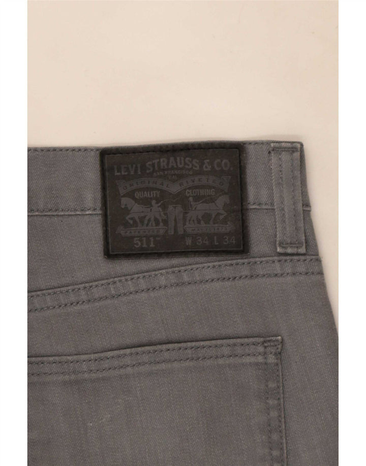 Levi's Herre 511 Slim Jeans W34 L34 Grå Bomuld