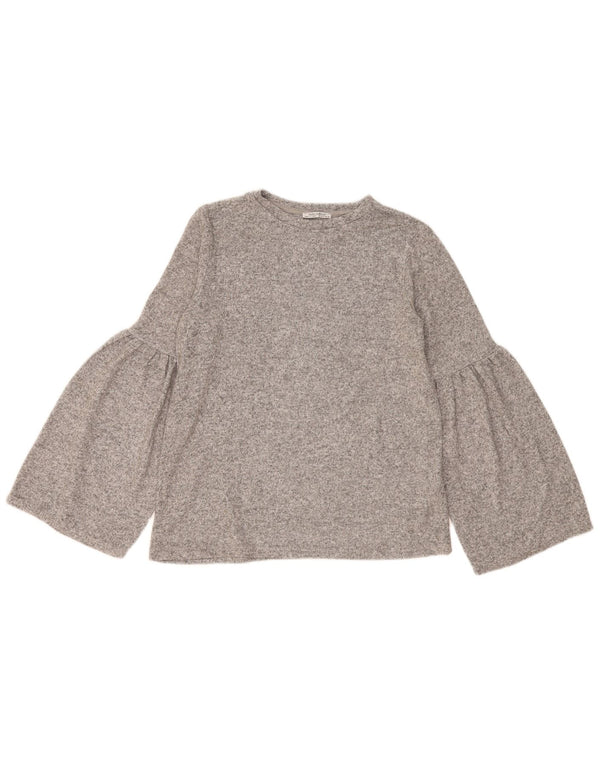 Zara Dame Trafaluc Oversized Top Langærmet UK 10 Små Grå Flecked