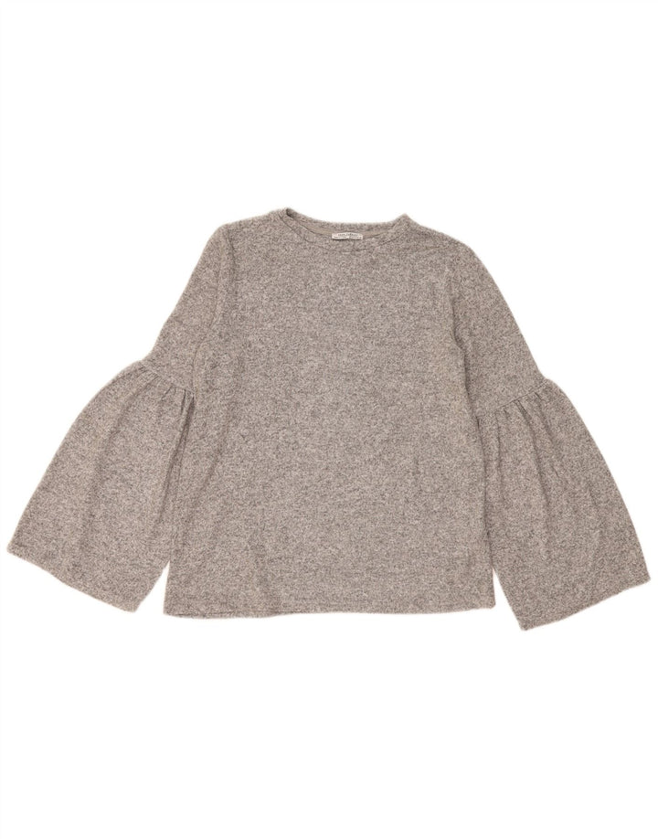 Zara Dame Trafaluc Oversized Top Langærmet UK 10 Små Grå Flecked