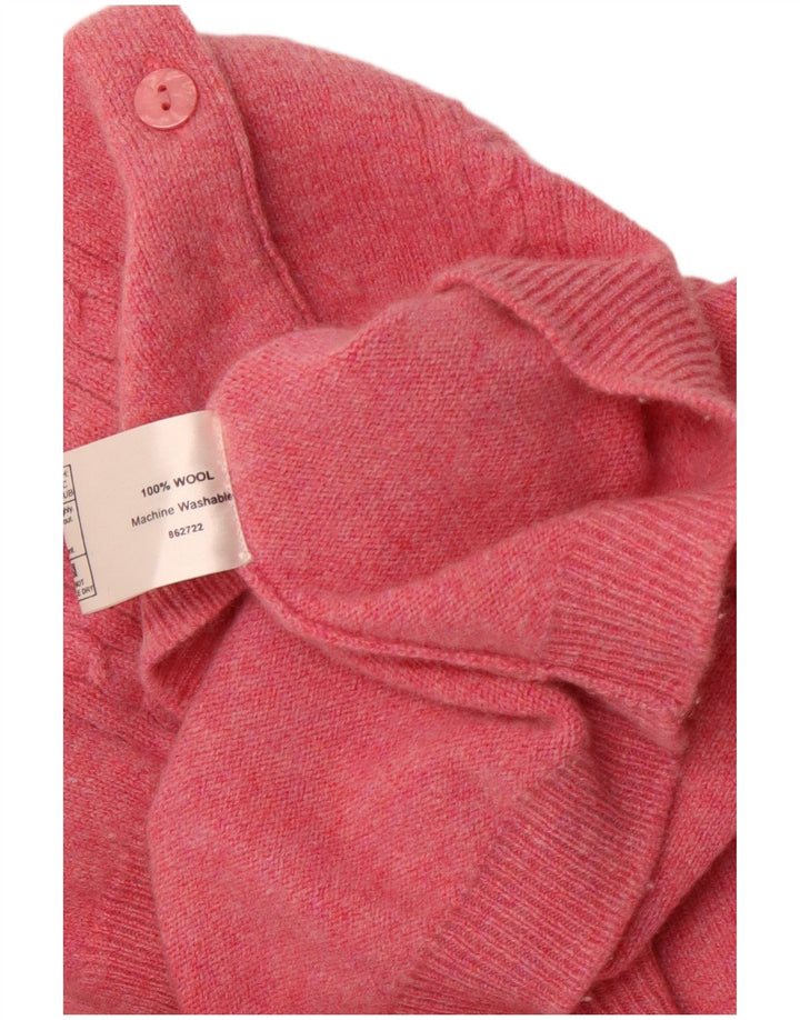 VINTAGE Dame Cardigan Sweater UK 16 Large Pink Uld