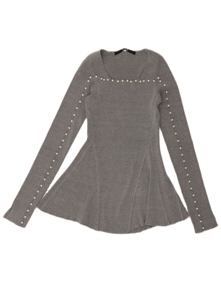 Guess langærmet damebluse top UK 6 XS grå viskose