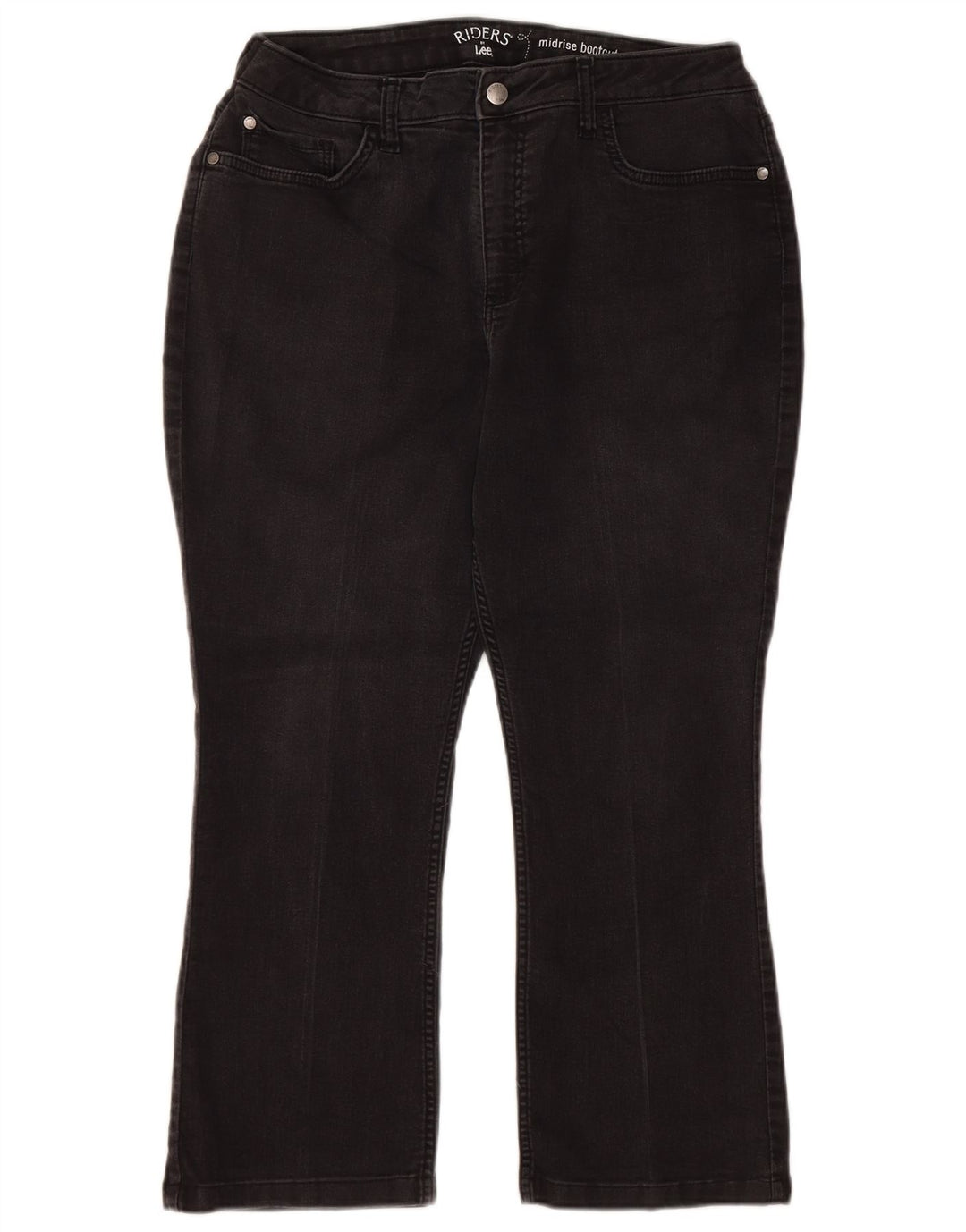 LEE Womens Riders Mid Rise Bootcut Cropped Jeans US 14 XL W32 L24 Black