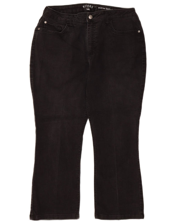 LEE Womens Riders Mid Rise Bootcut Cropped Jeans US 14 XL W32 L24 Black