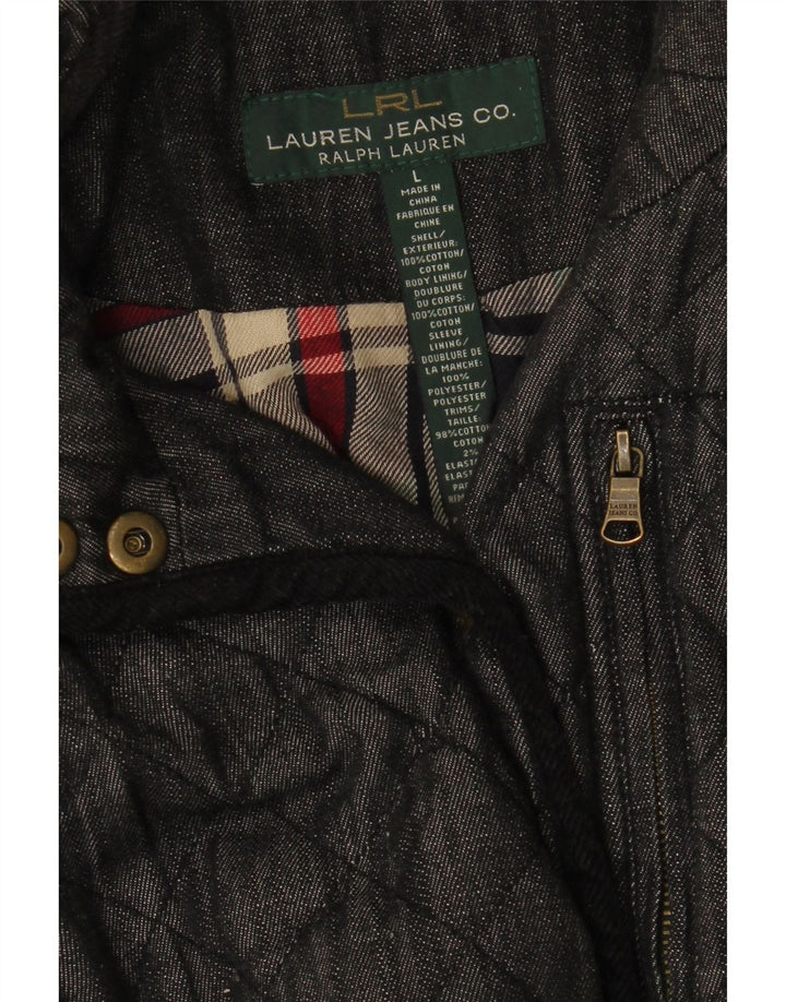 Ralph Lauren Quiltet jakke til kvinder UK 16 Stor Grå Bomuld