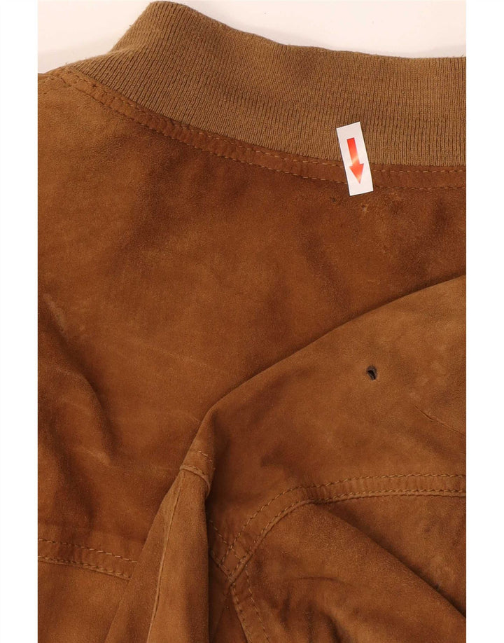 Vintage herre ruskind bomberjakke UK 42 XL brunt læder