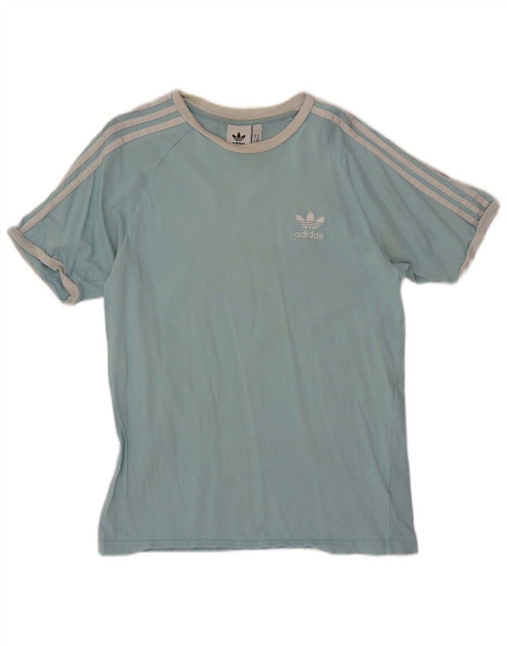 ADIDAS Herre T-Shirt Top Medium Blå Bomuld