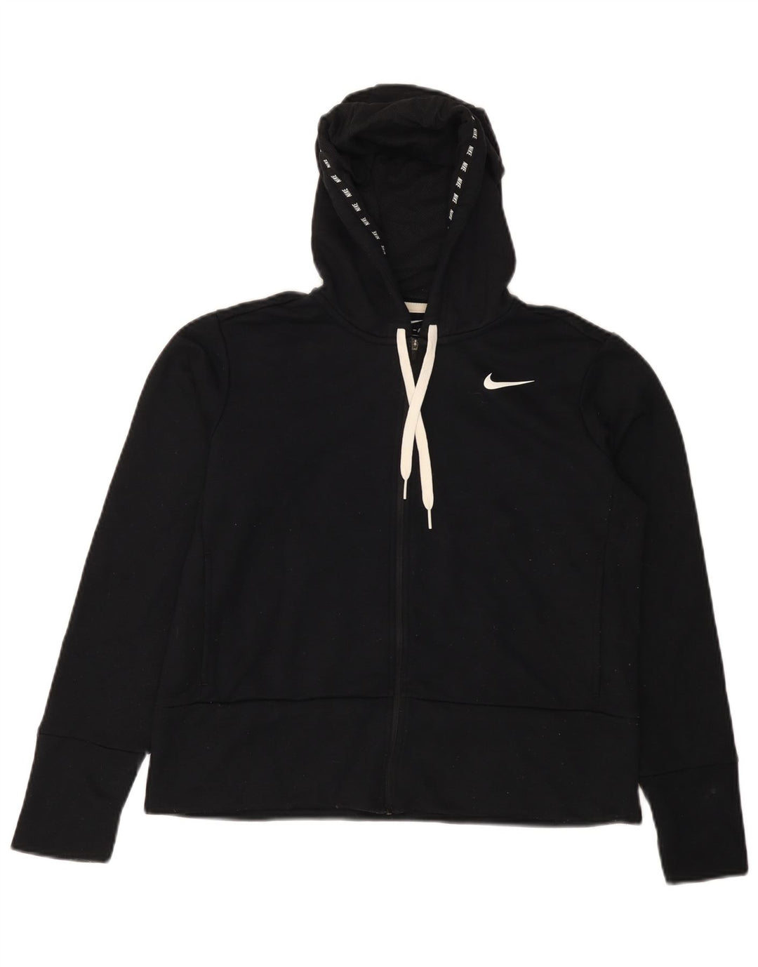NIKE Dame Dri Fit Oversized hættetrøje Sweater med lynlås UK 10 Lille Sort