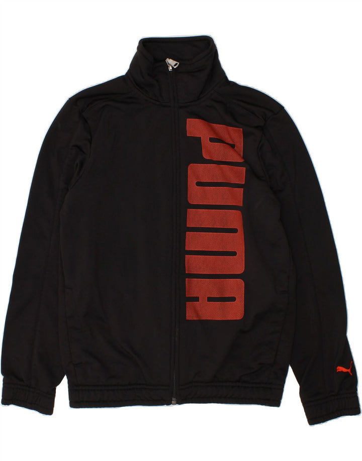 PUMA Boys Graphic Tracksuit Top Jacket 9-10 Years Medium  Black Polyester Vintage Puma and Second-Hand Puma from Messina Hembry 