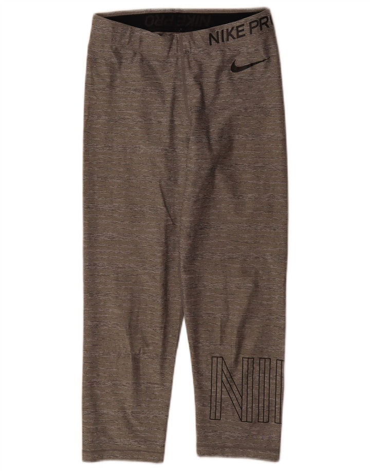 Nike Dame Dri Fit Grafiske Capri Leggings UK 10 Small Grå Flecked