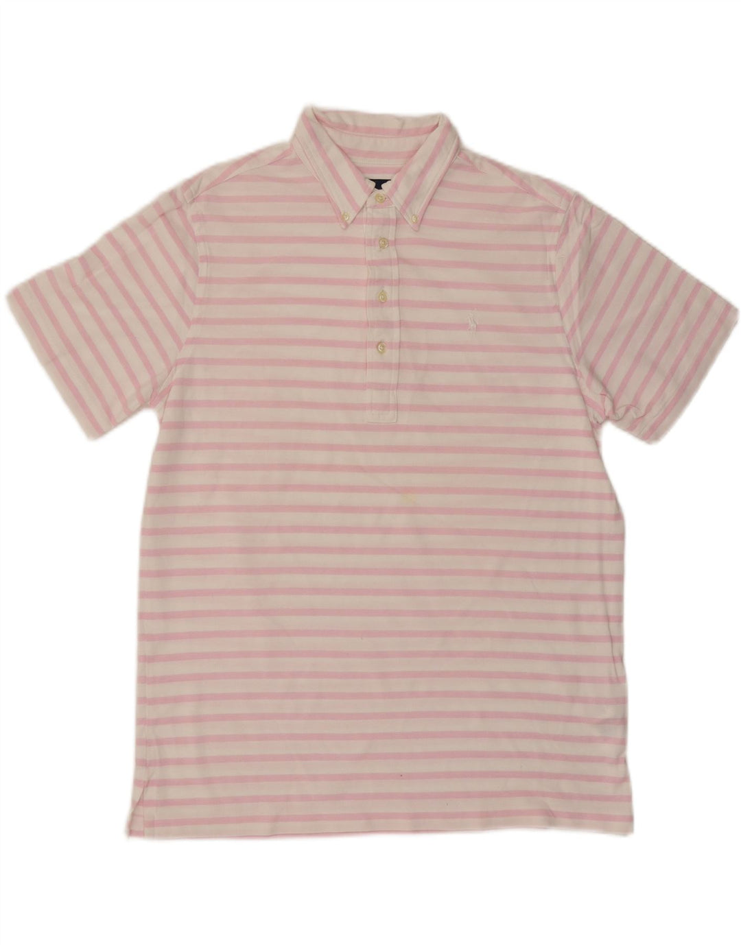 RALPH LAUREN Strik Oxford Polo Shirt Medium Pink Stribet bomuld