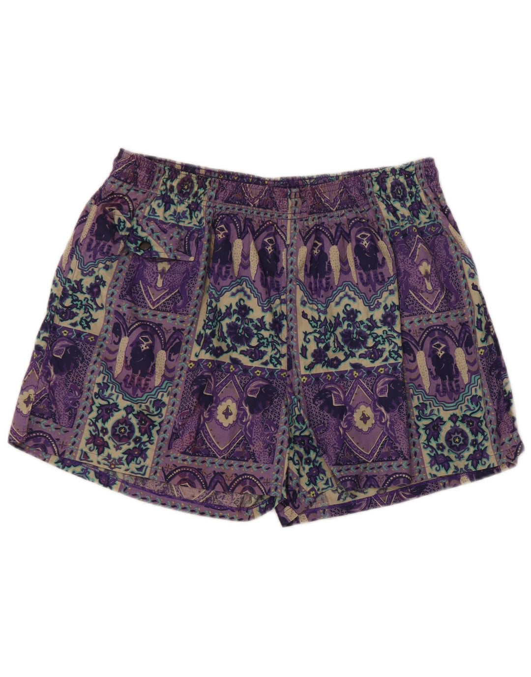 Equipe Dame badeshorts UK 14 Large Purple Patchwork Bomuld
