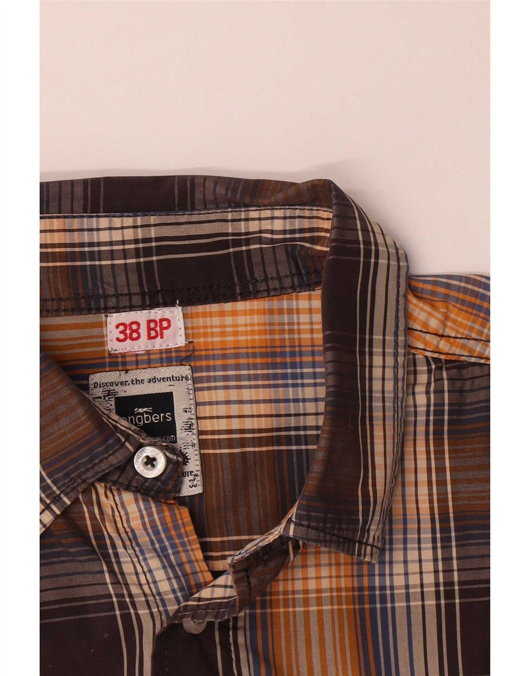 Engbers Kortærmet Herreskjorte Størrelse 38 Medium Brun Plaid