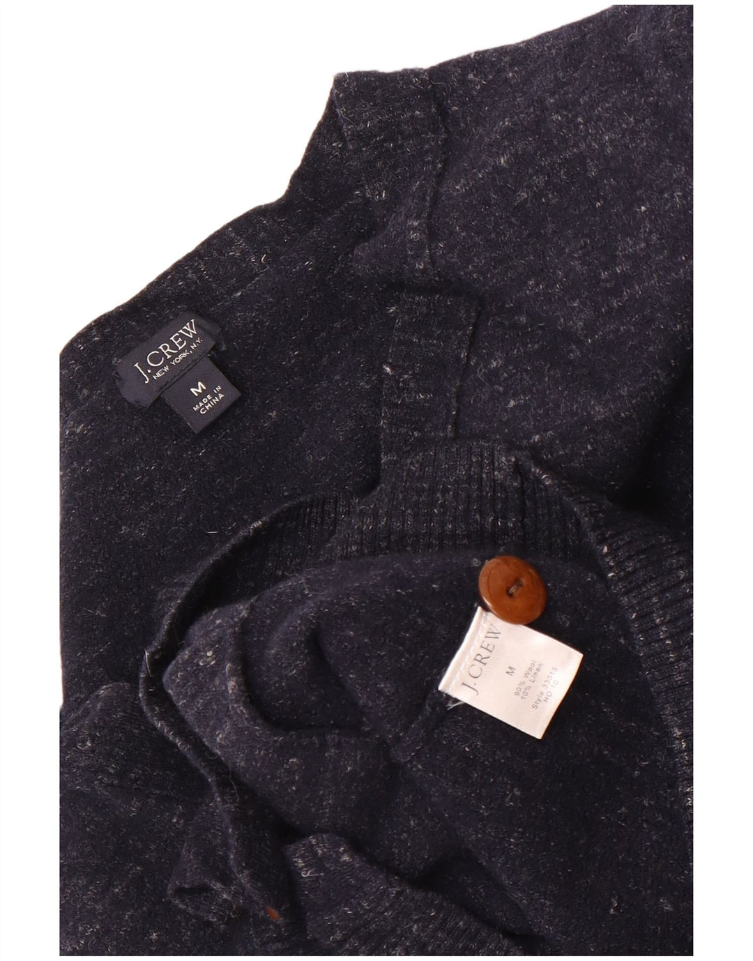 J. Crew Herre Slim Fit Cardigan Sweater Medium Marineblå Flecked Uld