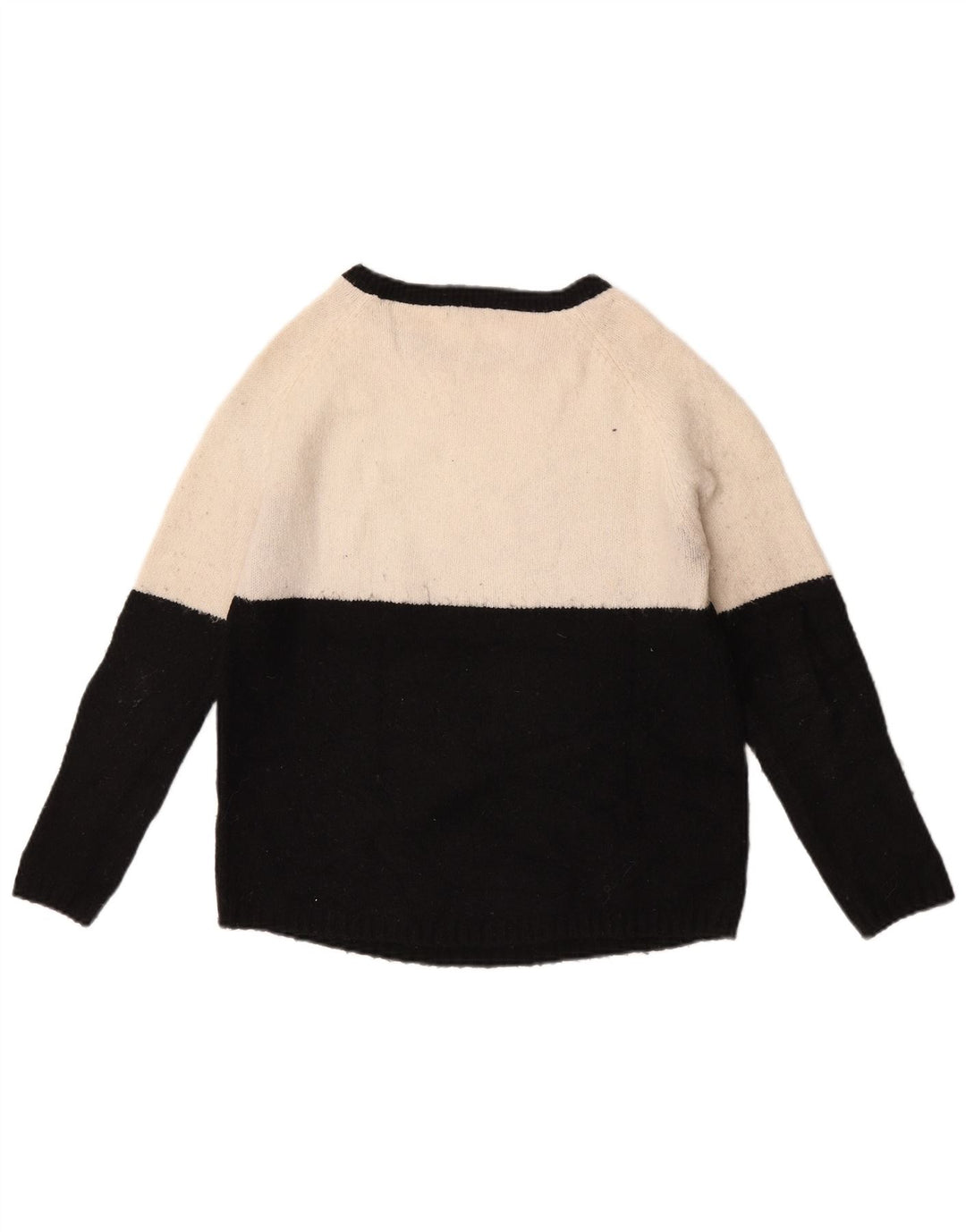 Zara Sweater med rund hals til kvinder UK 10 Small White Colourblock