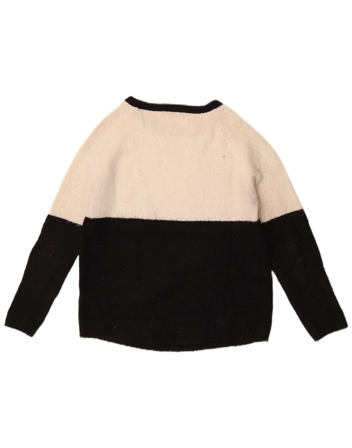 Zara Sweater med rund hals til kvinder UK 10 Small White Colourblock
