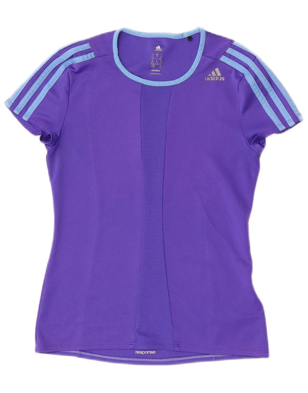 Adidas Dame Climalite T-Shirt Top UK 4/6 XS Lilla Polyester