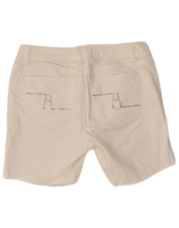 Zara Grafiske denimshorts til kvinder EU 40 Medium W30 Hvid