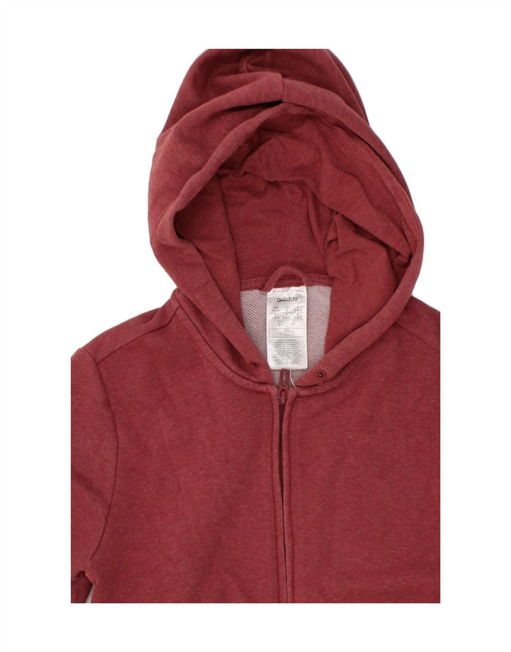 ADIDAS Womens Graphic Zip Hoodie Sweater UK 8/10 Small Red Polyester Vintage Adidas and Second-Hand Adidas from Messina Hembry 