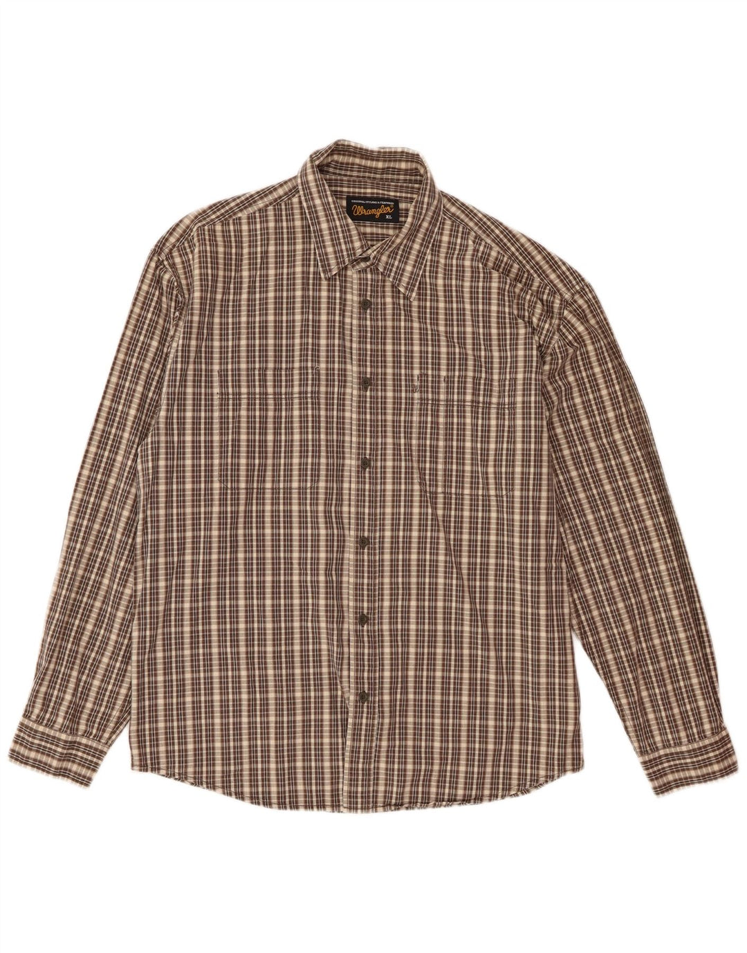 Wrangler herre flannelskjorte XL brun ternet bomuld