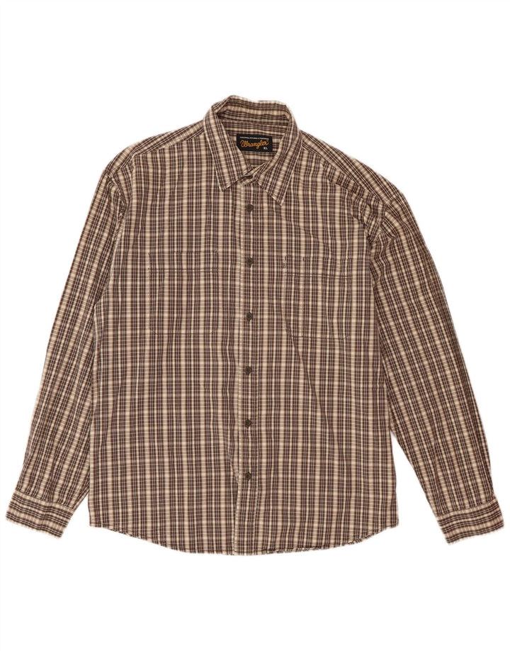 Wrangler herre flannelskjorte XL brun ternet bomuld