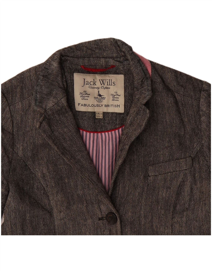 JACK WILLS Dame 3-knaps blazerjakke UK 10 Small Grey Linen
