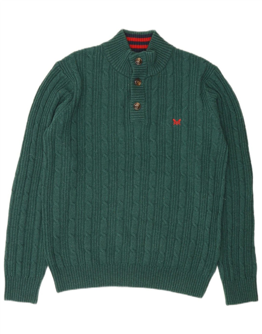 Besætningstøj Herre Button Neck Jumper Sweater Medium Grøn Nylon