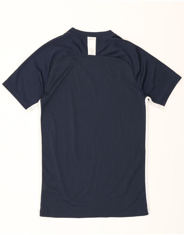 Nike Herre Dri Fit T-shirt Top Lille marineblå Colourblock Polyester