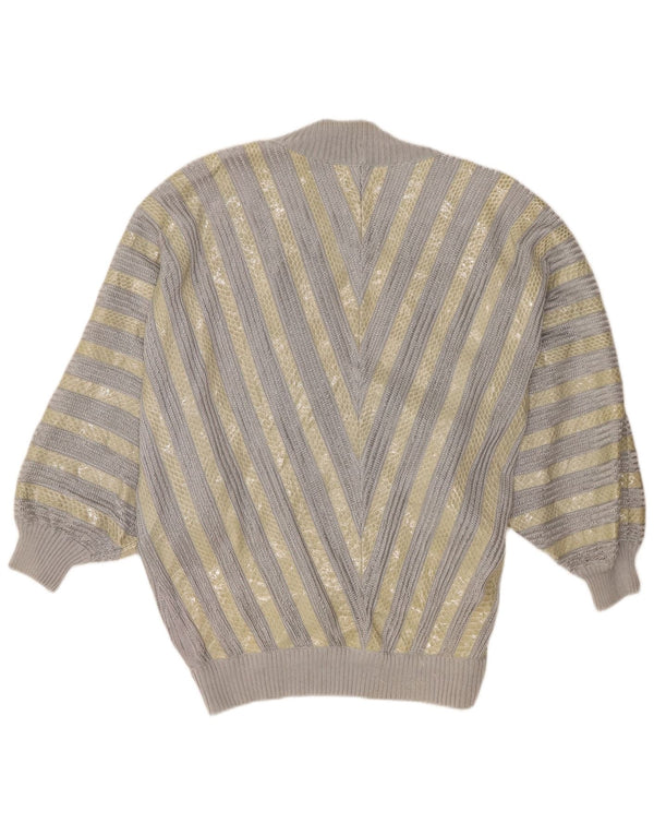 Hettabretz Dame Batwing Cardigan Sweater UK 18 XL Grå Animal Print Silke