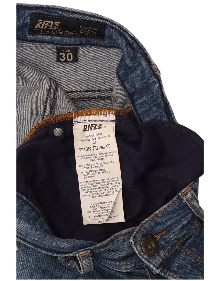 Rifle Dame Distressed Slim Jeans W30 L33 Blå Bomuld