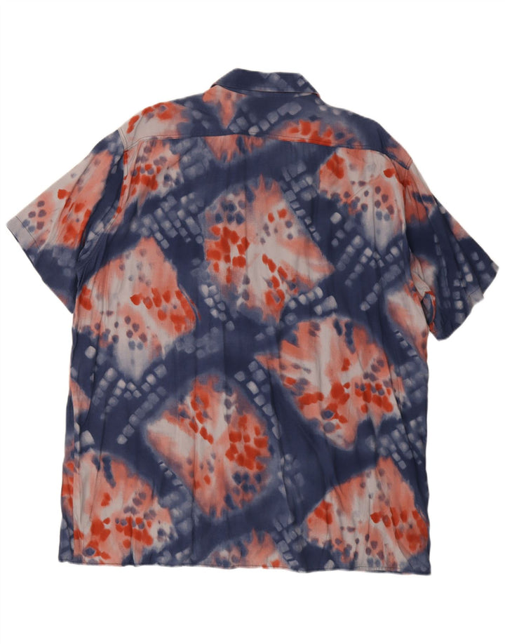 Vintage kortærmet herreskjorte XL Blue Tie Dye