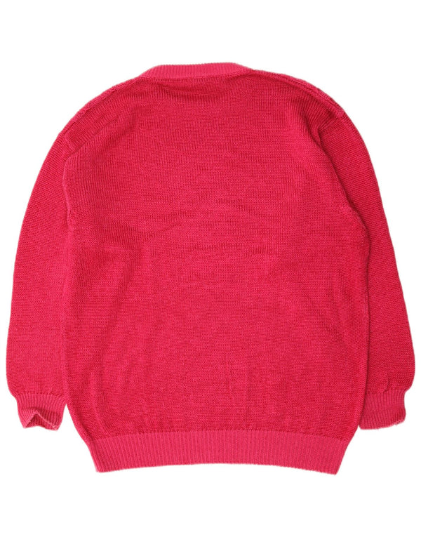 Vintage herre rund hals sweater stor pink bomuld