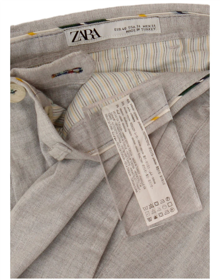 Zara Herre Slim Fit Chino Bukser EU 40 Medium W31 L29 Grå Polyester