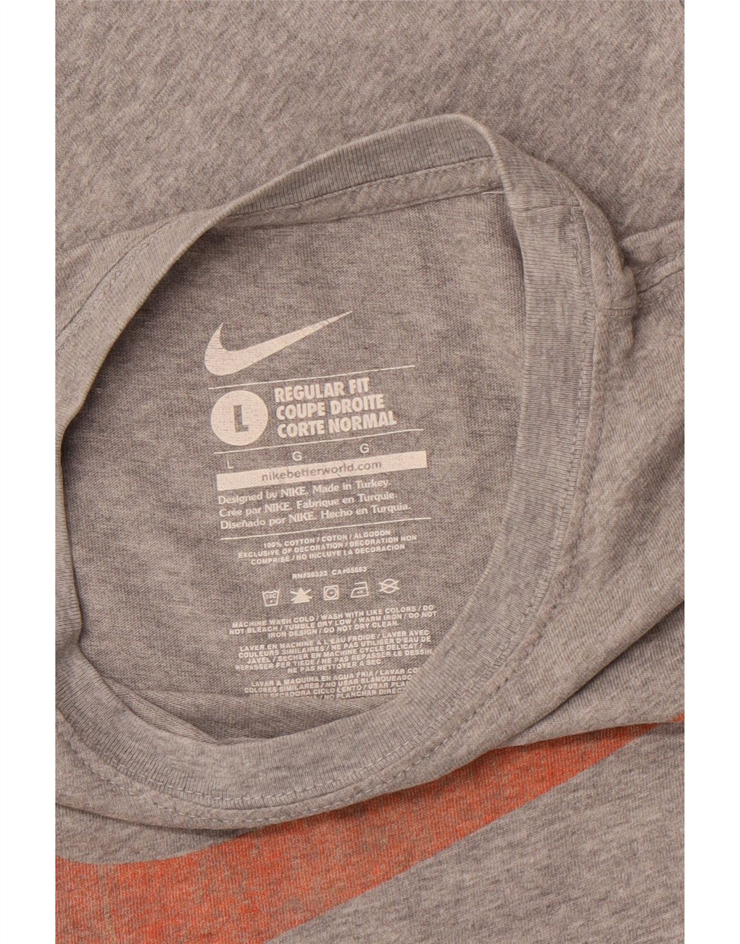 NIKE Herre Regular Fit Grafisk T-Shirt Top Stor Grå Bomuld