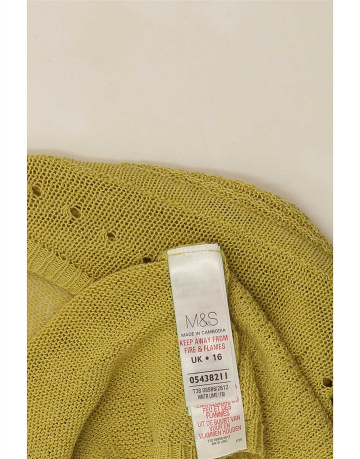 Marks & Spencer Womens Open Cardigan Sweater UK 16 Large Green Viscose