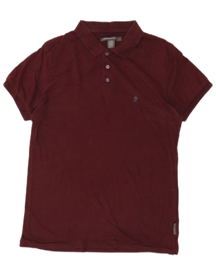 FRENCH CONNECTION Mens Polo Shirt Large Burgundy Cotton