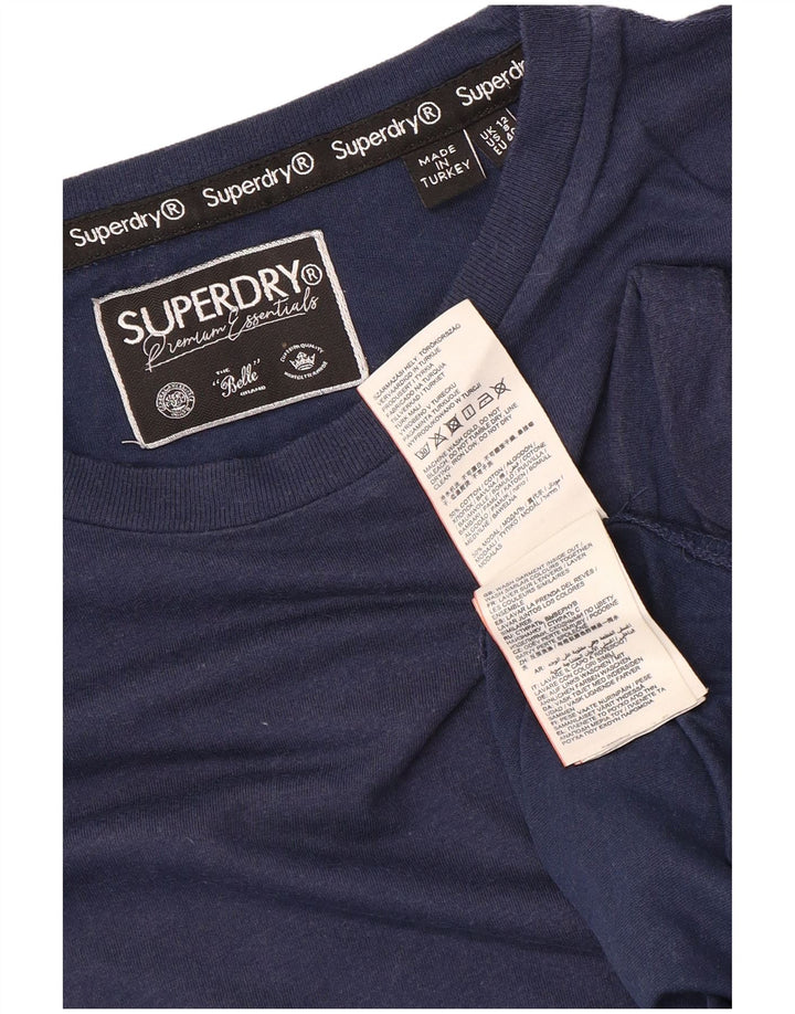 Superdry T-shirt top til kvinder UK 12 Mellem marineblå bomuld