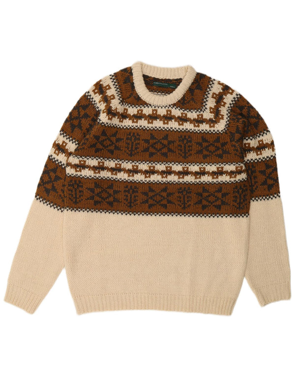 PIAZZA ITALIA Herre sweater med rund hals XL Beige Fair Isle Akryl