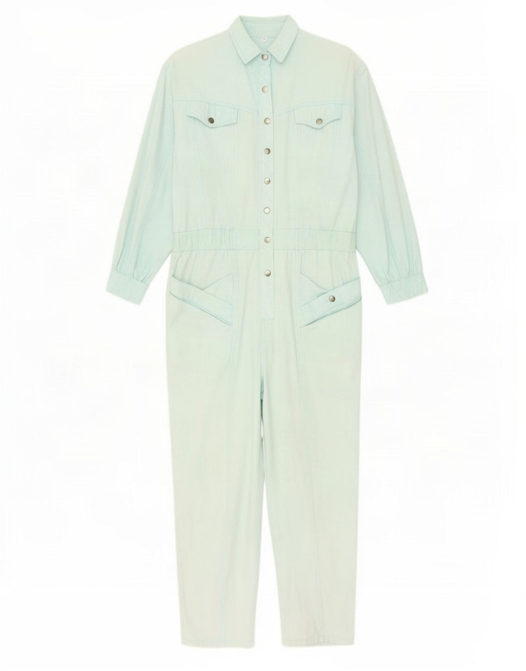 Vintage Dame Langærmet Oversized Jumpsuit EU 38 Medium Blue