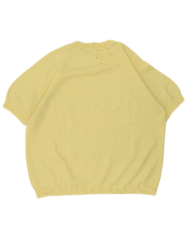 Vintage Dame Kortærmet Jumper Sweater UK 14 Medium Gul