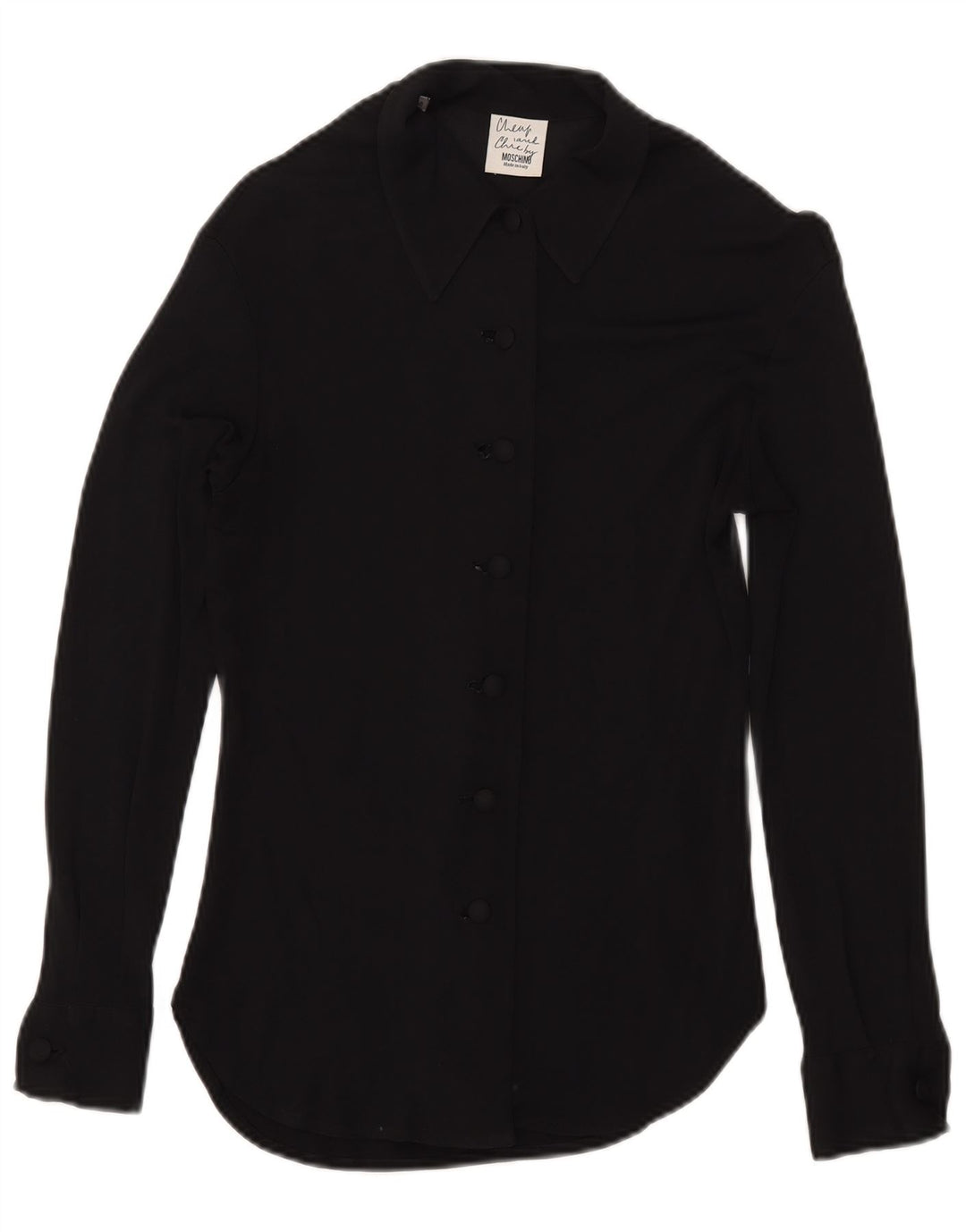 Moschino Dame Se Through Shirt Bluse UK 8 Small Black Rayon
