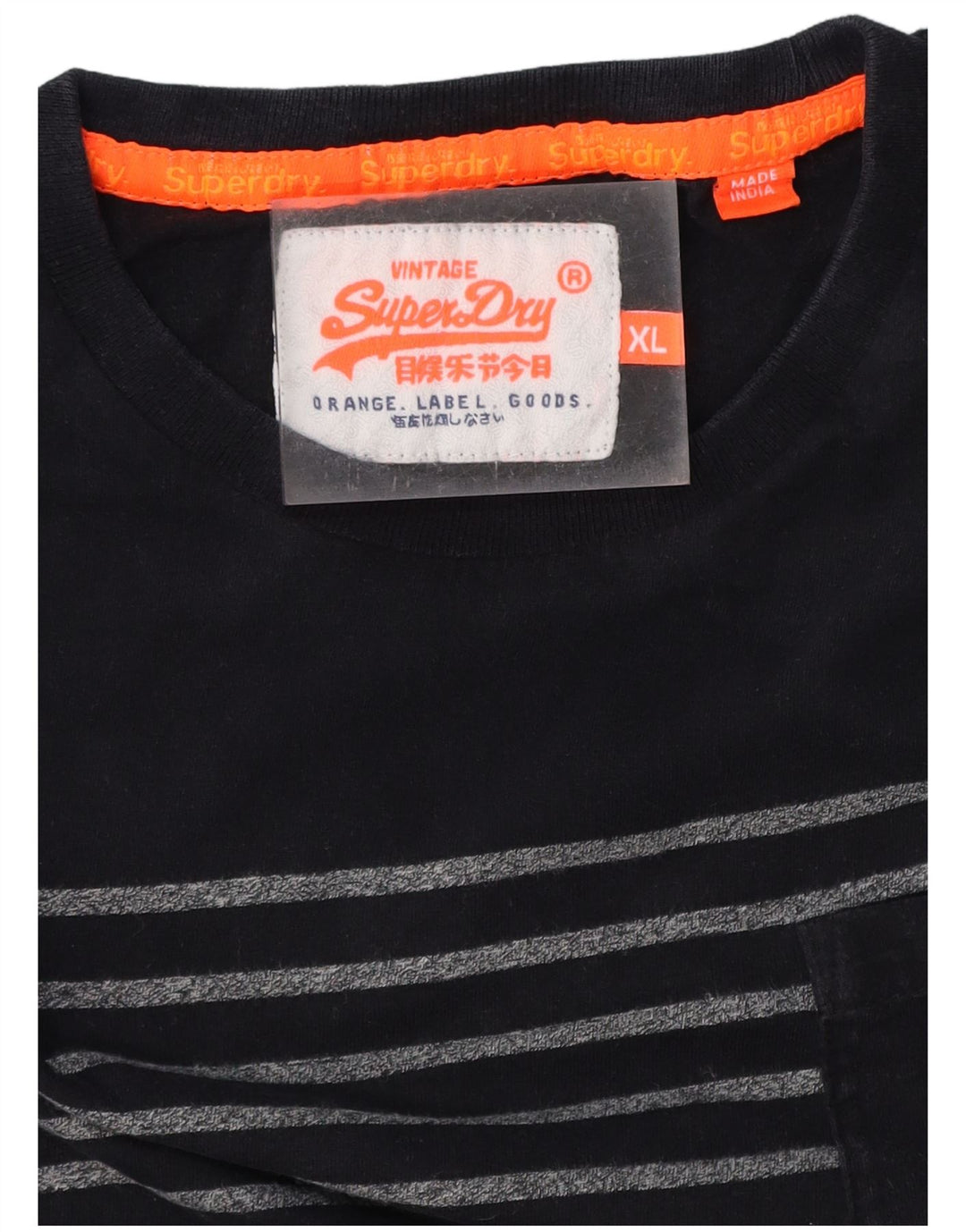 SUPERDRY Herre T-Shirt Top XL Marineblå Stribet
