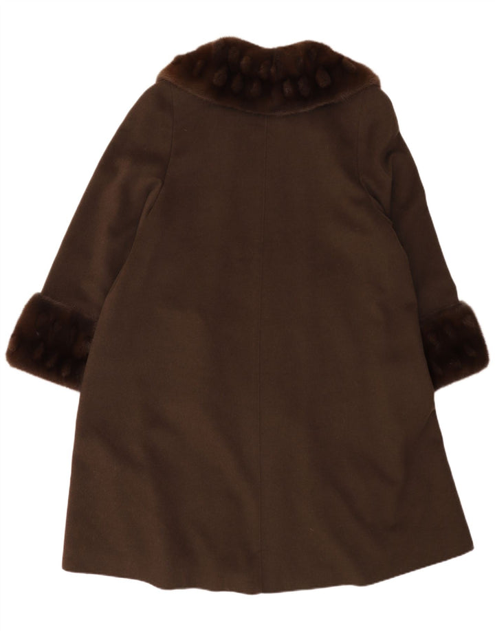 VINTAGE Dame Oversized Overfrakke UK 14 Stor Khaki Wool