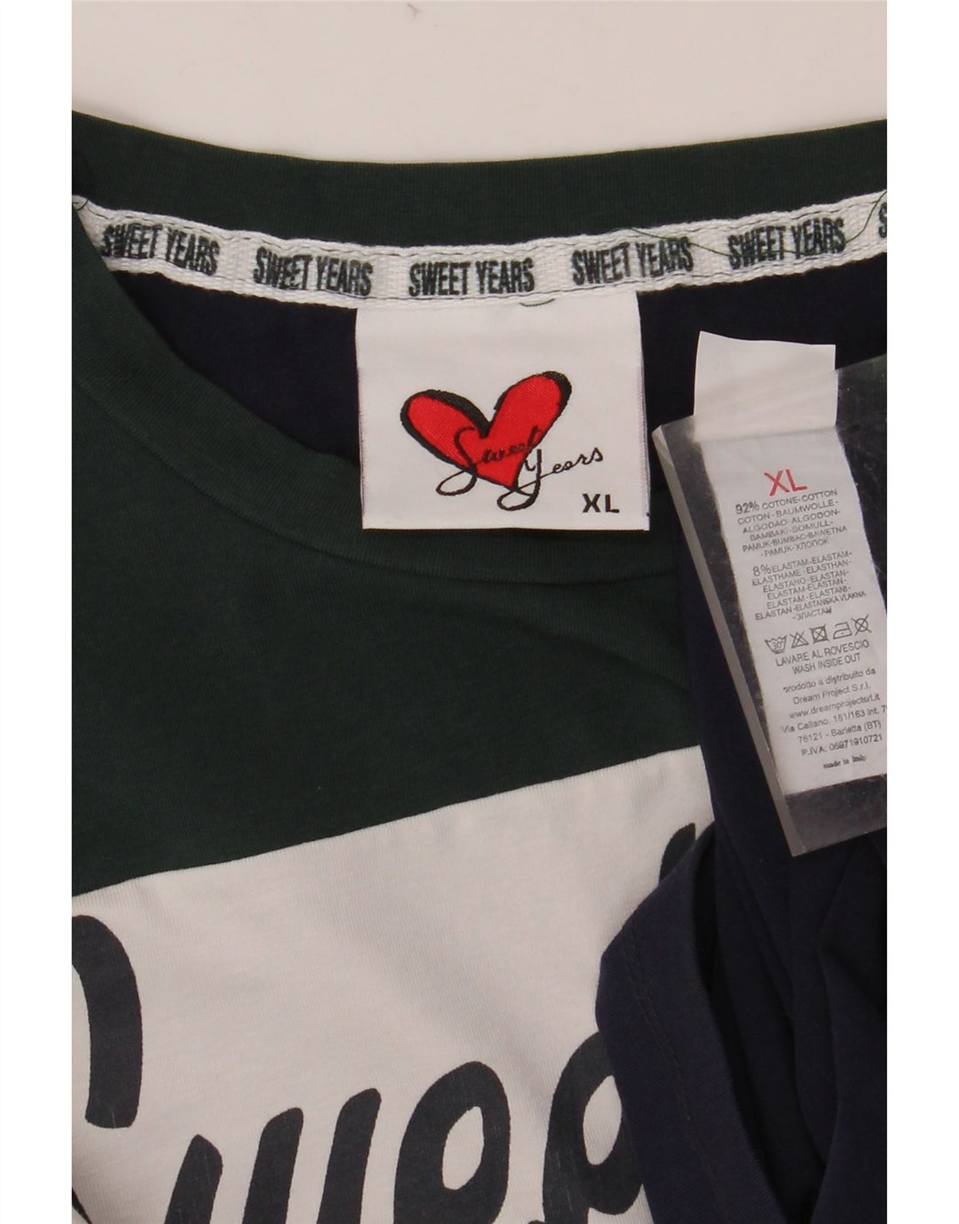 SWEET YEARS Dame Grafisk Top Langærmet UK 18 XL Navy Blue Colourblock