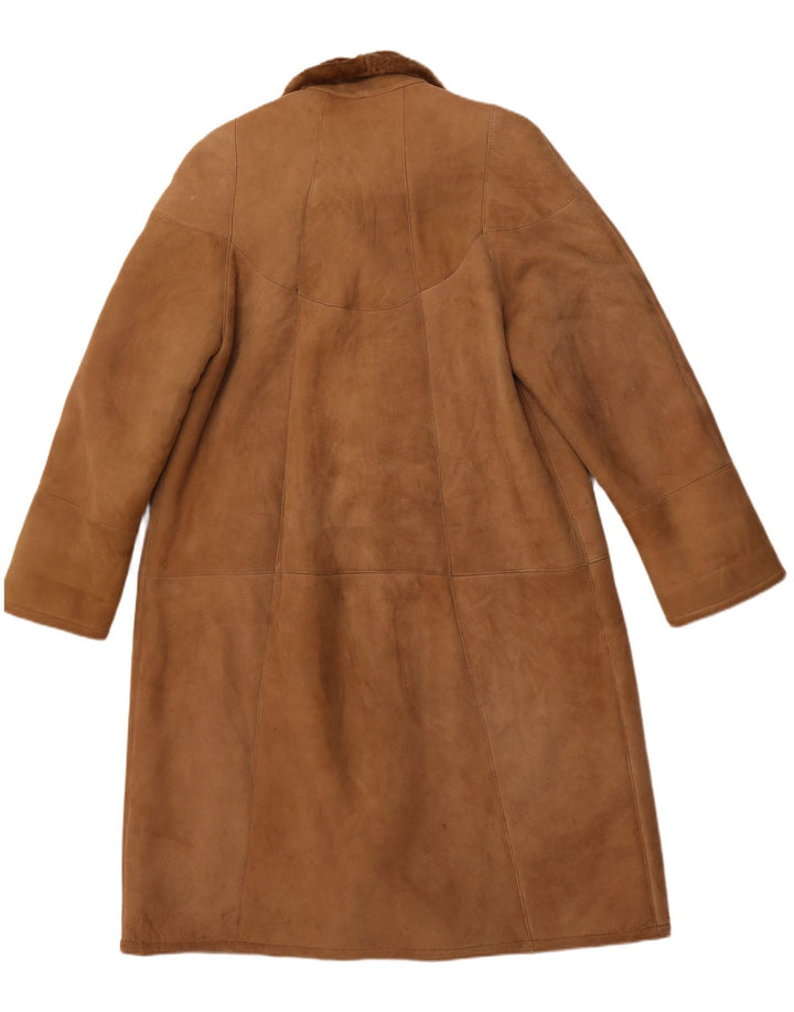 VINTAGE Dame Shearling Coat IT 52 2XL Brun Shearling